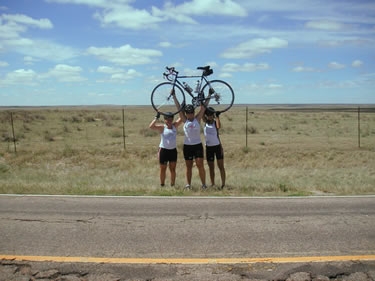 Kelly, Jenn, and Leah celebrate the fact that 
eastern Colorado looks just like western Nebraska.