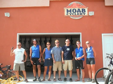 The good folks at Moab Cyclery in Moab, UT cleaned, fixed, and tuned up all our bikes for free.