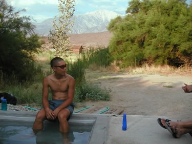 Fred takes a dip at the hot springs in Benton, CA.