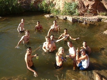 We couldn’t find any showers in Moab, Utah, so we cooled off at a local watering hole 
