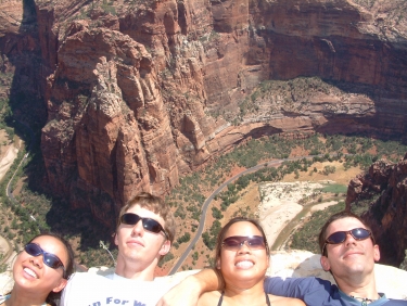Feeling on top of the world at the end of the Angel's Landing hike in Zion National Park.