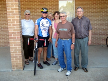 Dave with members of the Grace Lutheran Church before taking off for Red Cloud, NE.