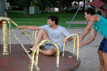 Playgrounds make us regress back into 12-year-olds.