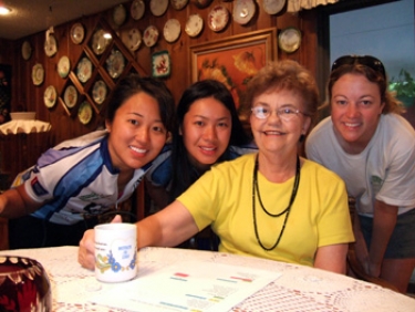 Fumi, Lauren Jia, and Lauren Spangler's host mom, who's a cancer survivor.
