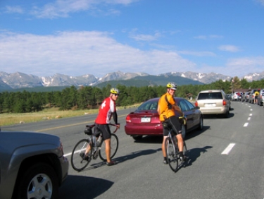 waiting in line to get into rocky mountain national park