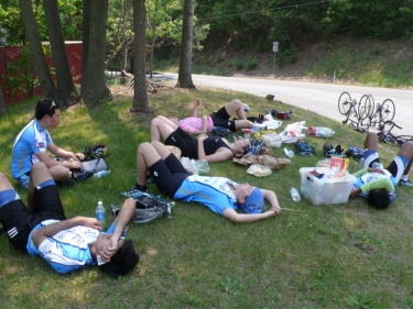 Sheer exhaustion at the lunch stop.