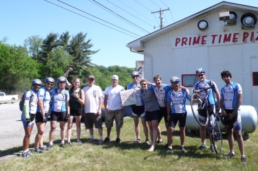Thanks to the guys at Prime Time Pizza for the delicious pizzas at the first water stop of our first century!
