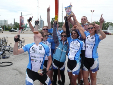 Champions of the 2007 4K Bagelface Olympics that took place at a gas station just outside Chicago.