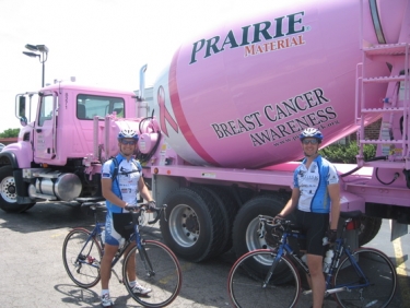 Devin and Ian find a breast cancer awareness cement truck!