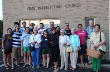 With our hosts outside the Firist Presbyterian Church in Kankakee, IL.
