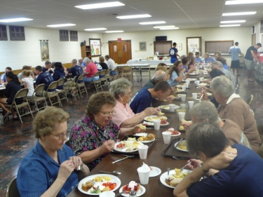 Community dinner at the Grace Lutheran Church in Fairbury, NE.
