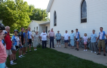 Moment of silence with members of the Franklin United Methodist Church in Franklin, NE.